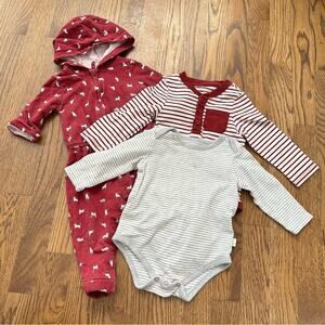 Carter’s cat jumpsuit and striped onesie bundle, size 6-9M